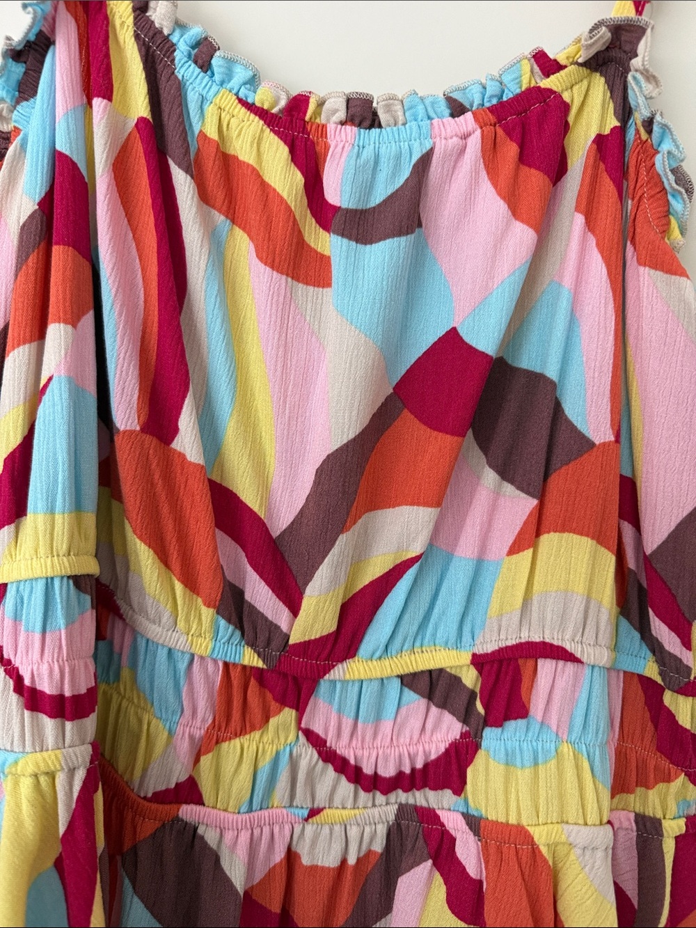 Torrid. Size 2X. Multi‑Color Abstract Ruffle Neck Tank - Picture 3 of 7